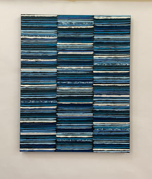 Original art for sale at UGallery.com | Navy Stripes by Janet Hamilton | $2,575 | mixed media artwork | 30' h x 24' w | photo 3