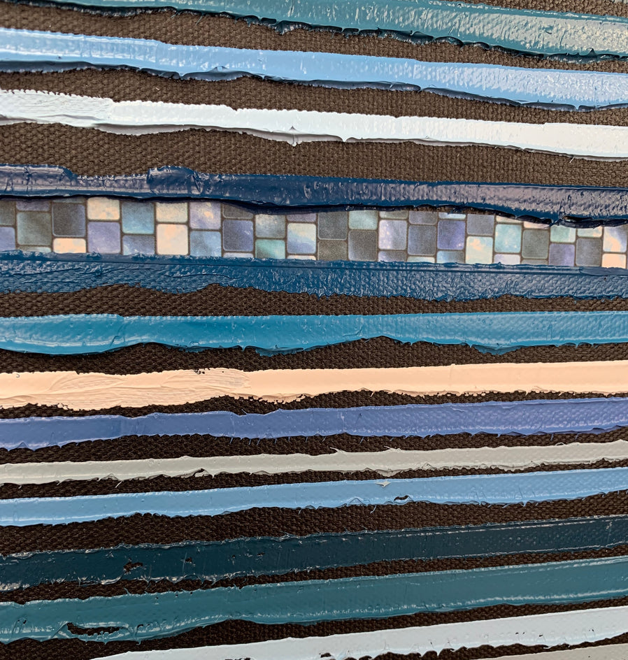 Navy Stripes by Janet Hamilton |  Closeup View of Artwork 