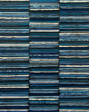 Original art for sale at UGallery.com | Navy Stripes by Janet Hamilton | $2,575 | mixed media artwork | 30' h x 24' w | photo 1