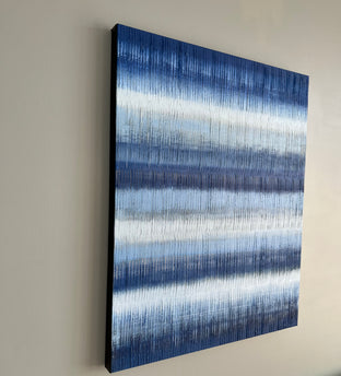 Indigo Stripes 2 by Janet Hamilton |  Side View of Artwork 