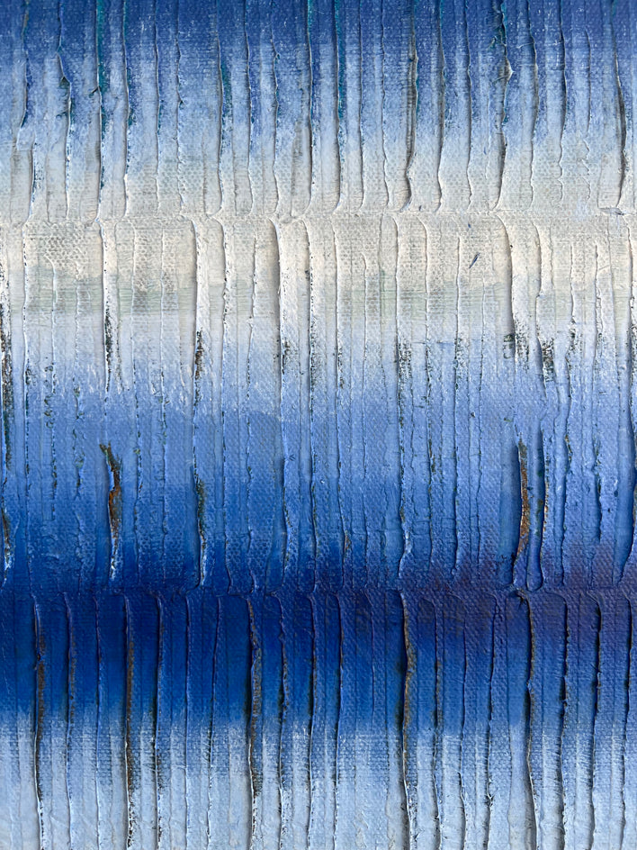 Indigo Stripes 3 by Janet Hamilton |  Closeup View of Artwork 