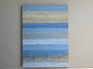 Original art for sale at UGallery.com | Indigo/Beige Stripes by Janet Hamilton | $2,775 | oil painting | 40' h x 30' w | photo 3