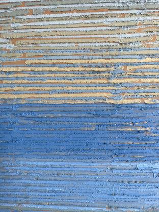 Original art for sale at UGallery.com | Indigo/Beige Stripes by Janet Hamilton | $2,775 | oil painting | 40' h x 30' w | photo 4