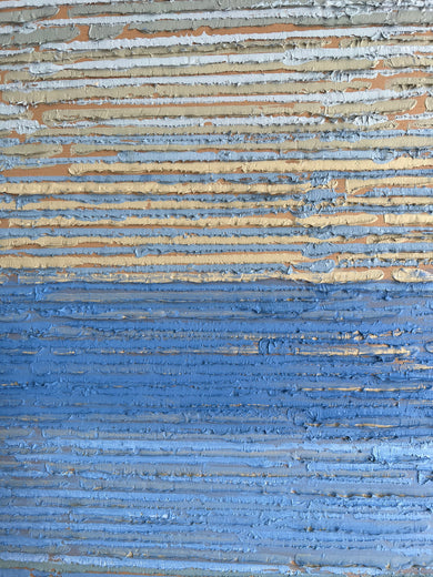 Indigo/Beige Stripes by Janet Hamilton |   Closeup View of Artwork 