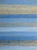 Original art for sale at UGallery.com | Indigo/Beige Stripes by Janet Hamilton | $2,775 | oil painting | 40' h x 30' w | thumbnail 1