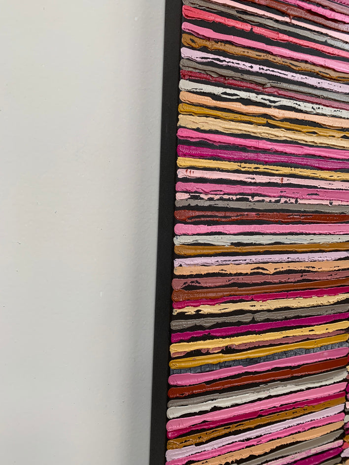 Pink Stripes by Janet Hamilton |  Side View of Artwork 