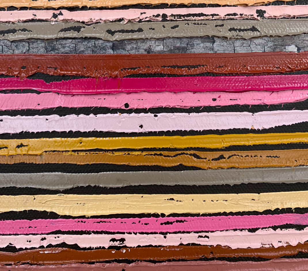 Pink Stripes by Janet Hamilton |  Closeup View of Artwork 