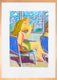 Original art for sale at UGallery.com | A Blonde Girl on the Bus by Javier Ortas | $1,800 | watercolor painting | 27.55' h x 19.68' w | thumbnail 2