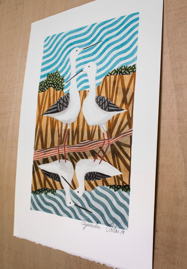 Black-Winged Stilts by Javier Ortas |  Context View of Artwork 