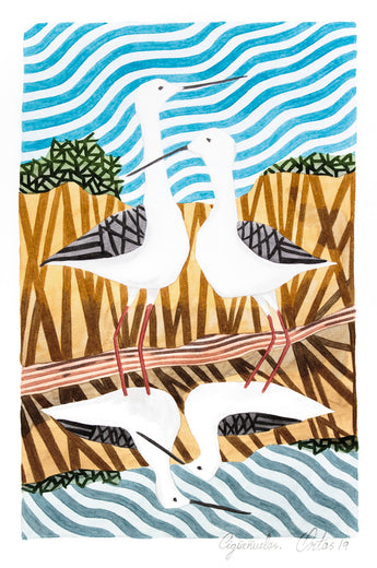 Black-Winged Stilts by Javier Ortas |  Artwork Main Image 