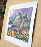 Original art for sale at UGallery.com | Kiwis at Night by Javier Ortas | $1,950 | watercolor painting | 19.68' h x 27.55' w | thumbnail 3