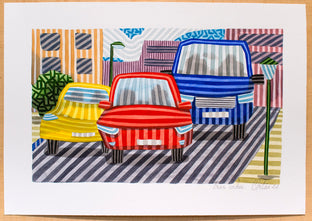 Three Cars by Javier Ortas |  Side View of Artwork 