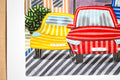Original art for sale at UGallery.com | Three Cars by Javier Ortas | $1,175 | watercolor painting | 13.77' h x 19.68' w | thumbnail 4