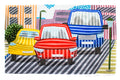 Original art for sale at UGallery.com | Three Cars by Javier Ortas | $1,175 | watercolor painting | 13.77' h x 19.68' w | thumbnail 1