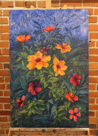 Hibiscus Explosion by Jay Jensen |  Side View of Artwork 