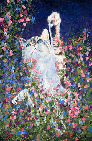 Original art for sale at UGallery.com | Feline Good by Jeff Fleming | $875 | oil painting | 36' h x 24' w | photo 1