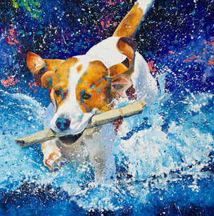 Original art for sale at UGallery.com | Fun Fetch by Jeff Fleming | $2,300 | oil painting | 36' h x 36' w | photo 1