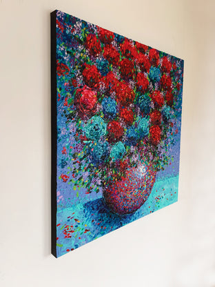 Original art for sale at UGallery.com | Red Vibrations by Jeff Fleming | $2,300 | oil painting | 36' h x 36' w | photo 2