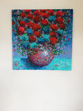 Original art for sale at UGallery.com | Red Vibrations by Jeff Fleming | $2,300 | oil painting | 36' h x 36' w | thumbnail 3
