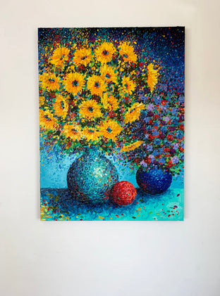 Original art for sale at UGallery.com | Sunflowers in Bloom by Jeff Fleming | $1,825 | oil painting | 40' h x 30' w | photo 3