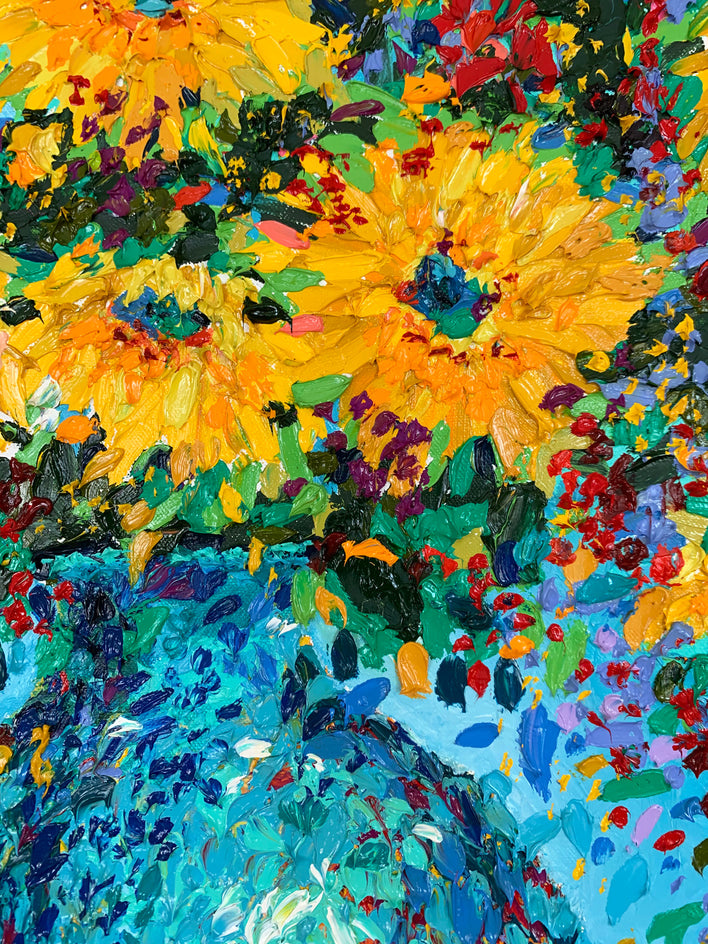 Sunflowers in Bloom by Jeff Fleming |  Closeup View of Artwork 