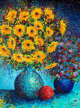 Original art for sale at UGallery.com | Sunflowers in Bloom by Jeff Fleming | $1,825 | oil painting | 40' h x 30' w | photo 1