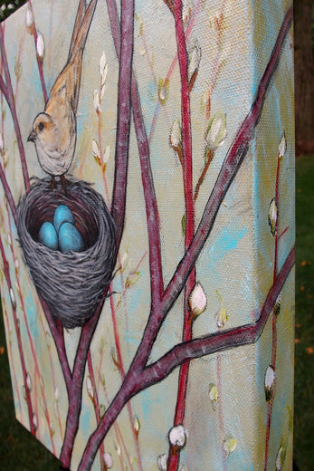 May My Heart Always Be Open to Little Birds by Jennifer Ross |  Side View of Artwork 