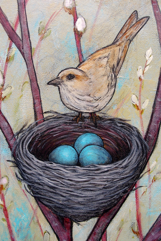 May My Heart Always Be Open to Little Birds by Jennifer Ross |  Closeup View of Artwork 