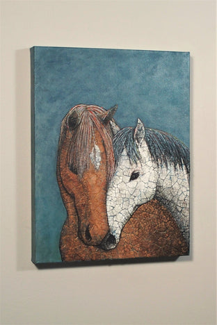 Original art for sale at UGallery.com | Kintsugi Horses - Everything Will Be Alright by Jennifer Ross | $750 | mixed media artwork | 18' h x 14' w | photo 3