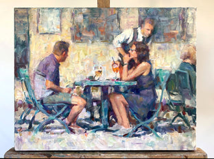 Original art for sale at UGallery.com | Aperol Spritz by Jerry Salinas | $825 | oil painting | 16' h x 20' w | photo 3