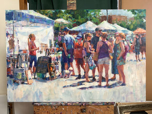Original art for sale at UGallery.com | Doggie at the Farmers Market by Jerry Salinas | $2,700 | oil painting | 24' h x 36' w | photo 3