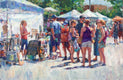 Original art for sale at UGallery.com | Doggie at the Farmers Market by Jerry Salinas | $2,700 | oil painting | 24' h x 36' w | thumbnail 1