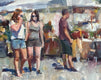 Original art for sale at UGallery.com | French Market by Jerry Salinas | $825 | oil painting | 12' h x 24' w | thumbnail 4