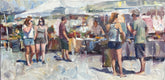 Original art for sale at UGallery.com | French Market by Jerry Salinas | $825 | oil painting | 12' h x 24' w | thumbnail 1