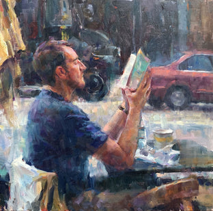 Original art for sale at UGallery.com | Good Book by Jerry Salinas | $850 | oil painting | 18' h x 18' w | photo 1