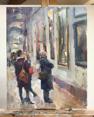 Original art for sale at UGallery.com | Lunch at the Louvre by Jerry Salinas | $850 | oil painting | 20' h x 16' w | photo 3
