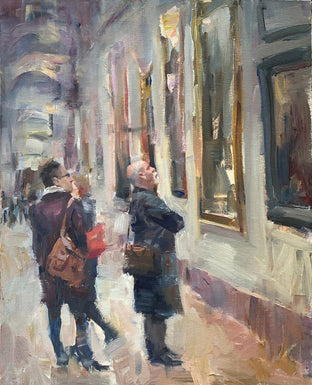 Original art for sale at UGallery.com | Lunch at the Louvre by Jerry Salinas | $850 | oil painting | 20' h x 16' w | photo 1