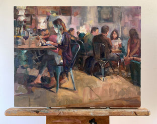 Original art for sale at UGallery.com | Late Night Cafe by Jerry Salinas | $1,200 | oil painting | 16' h x 20' w | photo 3