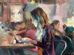 Original art for sale at UGallery.com | Late Night Cafe by Jerry Salinas | $1,200 | oil painting | 16' h x 20' w | thumbnail 4