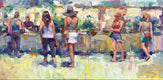Original art for sale at UGallery.com | Sunny Market by Jerry Salinas | $850 | oil painting | 12' h x 24' w | thumbnail 1