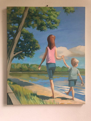 Original art for sale at UGallery.com | A Walk by the Water - Commission by Jesse Aldana | $1,800 | oil painting | 30' h x 24' w | photo 3