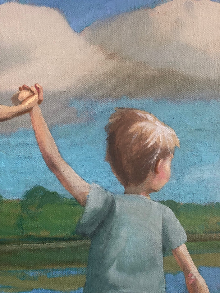 A Walk by the Water - Commission by Jesse Aldana |  Closeup View of Artwork 