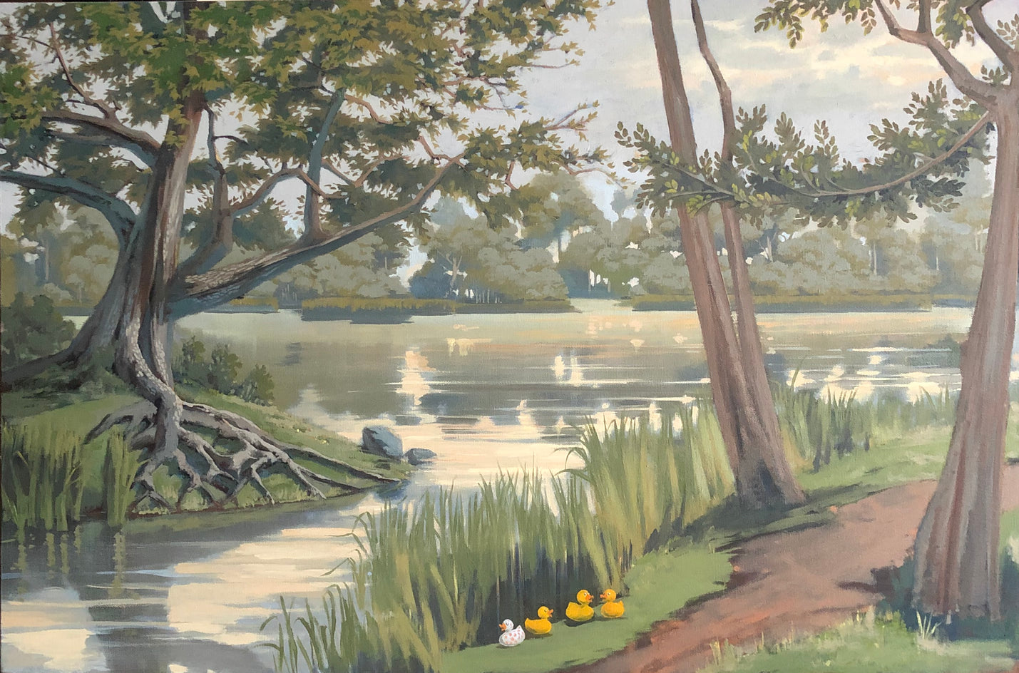 A Gray Day with Ducks - Commission by Jesse Aldana |  Closeup View of Artwork 