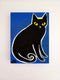 Original art for sale at UGallery.com | Black Cat on Cyan by Jessica JH Roller | $375 | acrylic painting | 16' h x 12' w | thumbnail 3
