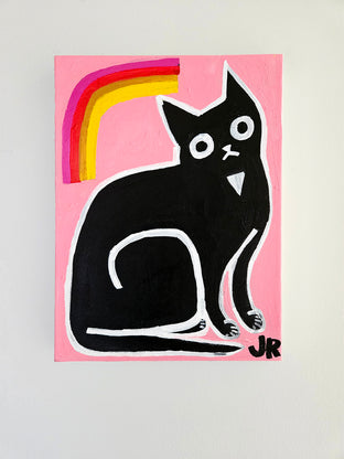 Original art for sale at UGallery.com | Black Cat with Fruit Stripe by Jessica JH Roller | $375 | acrylic painting | 16' h x 12' w | photo 3