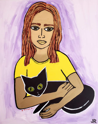 Bronze Girl with Black Cat by Jessica JH Roller |  Artwork Main Image 