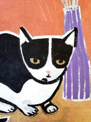 Cat with Flowers by Jessica JH Roller |   Closeup View of Artwork 