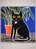 Original art for sale at UGallery.com | Cat with Plant by Jessica JH Roller | $625 | acrylic painting | 20' h x 20' w | thumbnail 3