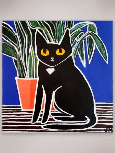 Cat with Plant by Jessica JH Roller |  Context View of Artwork 