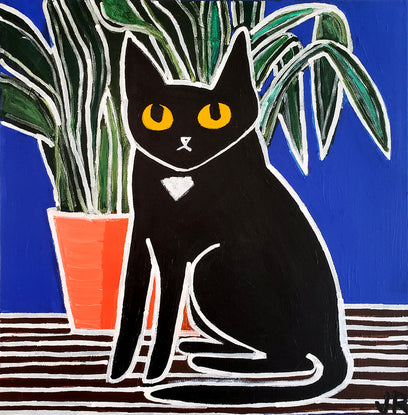 Cat with Plant by Jessica JH Roller | Artwork Main Image
